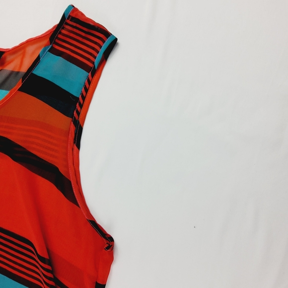 Womens Multicolored Casual Sleeveless Scoop Neck Loose Fit Tank Top 1X - Picture 4 of 5